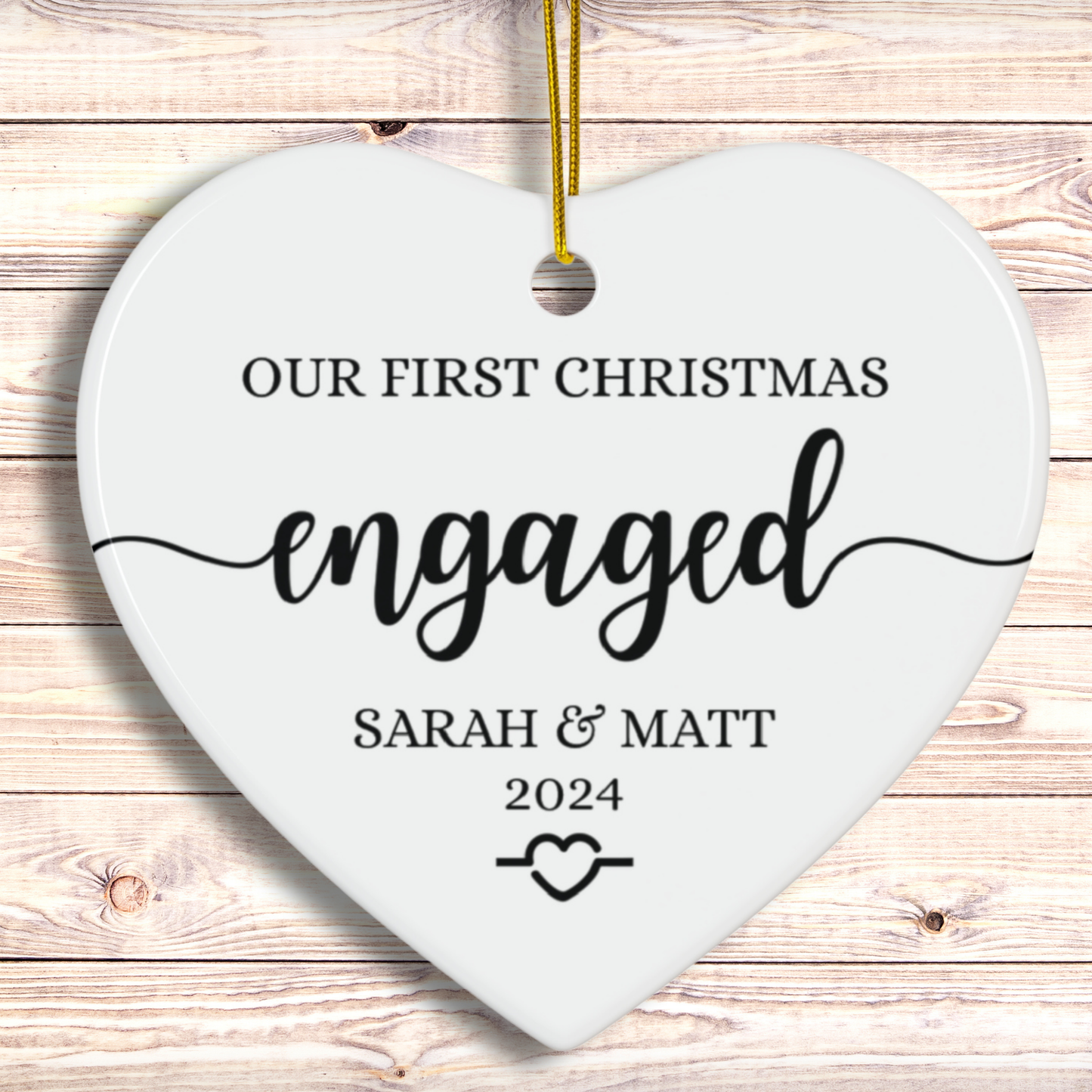 Personalized Engaged Christmas Ornament for Couples Gift for Engagement, Custom First Christmas Keepsake Ornament, Engagement Christmas Gift