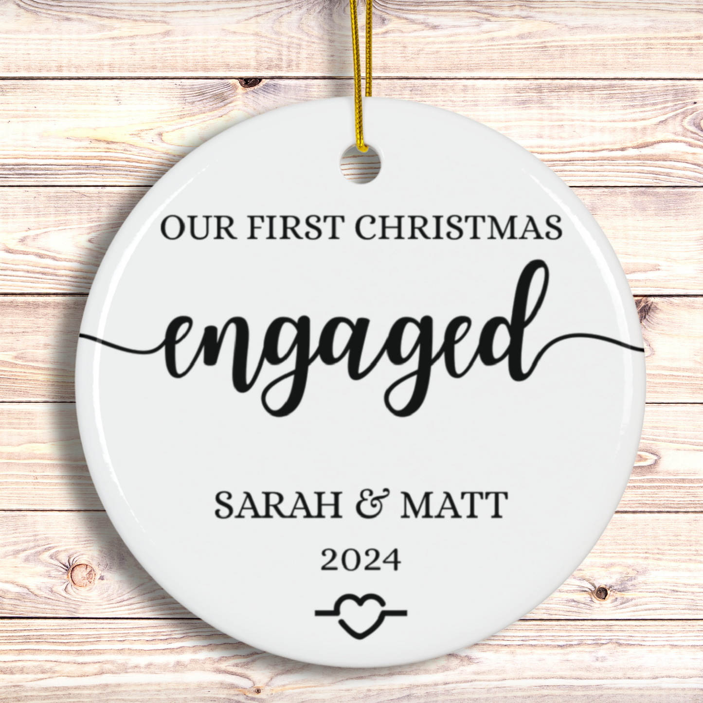 Personalized Engaged Christmas Ornament for Couples Gift for Engagement, Custom First Christmas Keepsake Ornament, Engagement Christmas Gift