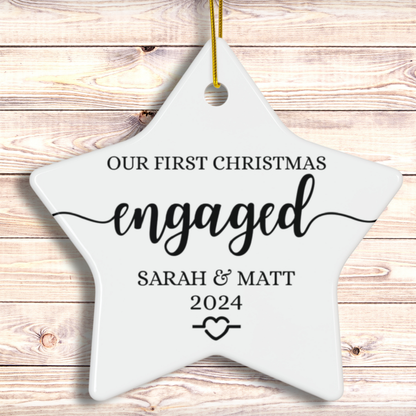 Personalized Engaged Christmas Ornament for Couples Gift for Engagement, Custom First Christmas Keepsake Ornament, Engagement Christmas Gift