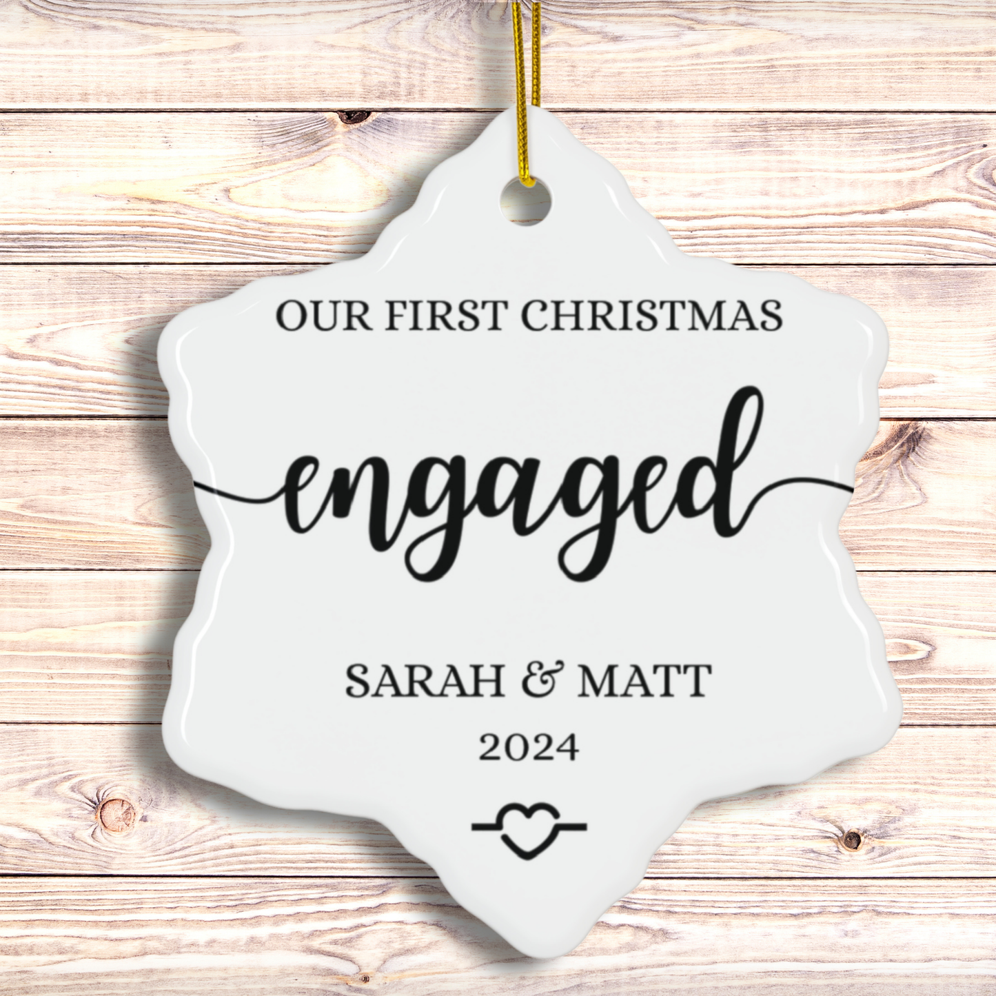 Personalized Engaged Christmas Ornament for Couples Gift for Engagement, Custom First Christmas Keepsake Ornament, Engagement Christmas Gift