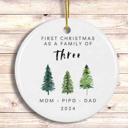 Family of Three Christmas Ornament Personalized, Custom Family Christmas Ornament, Family of 3, New Babie's First Chrismas Ornament 2025