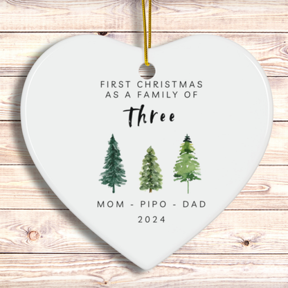 Family of Three Christmas Ornament Personalized, Custom Family Christmas Ornament, Family of 3, New Babie's First Chrismas Ornament 2025