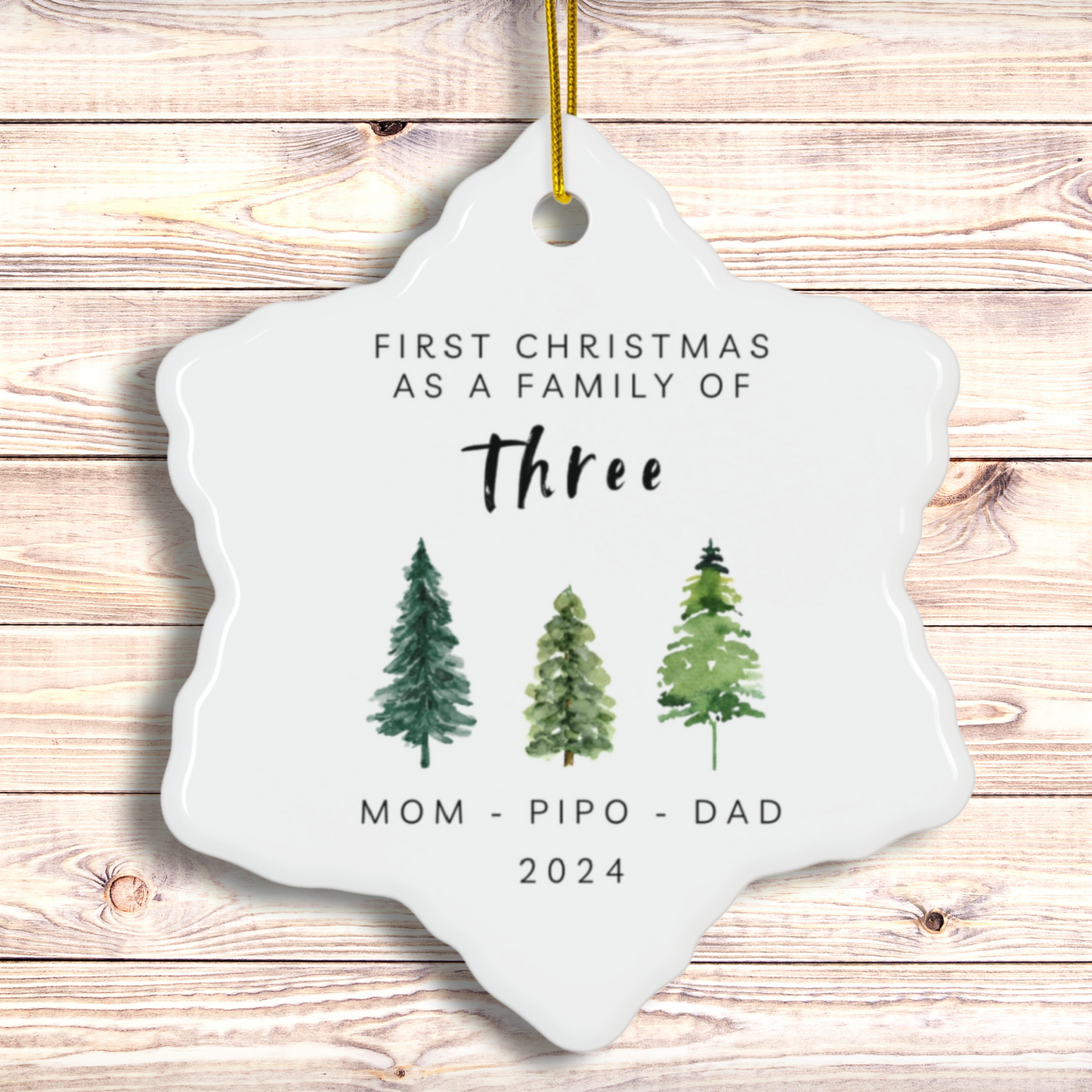 Family of Three Christmas Ornament Personalized, Custom Family Christmas Ornament, Family of 3, New Babie's First Chrismas Ornament 2025