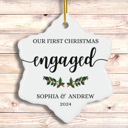 Personalized Engagement Christmas Ornaments for Couples Gift 2024, Custom First Christmas Keepsake Ornament, Engaged Gift for Couple